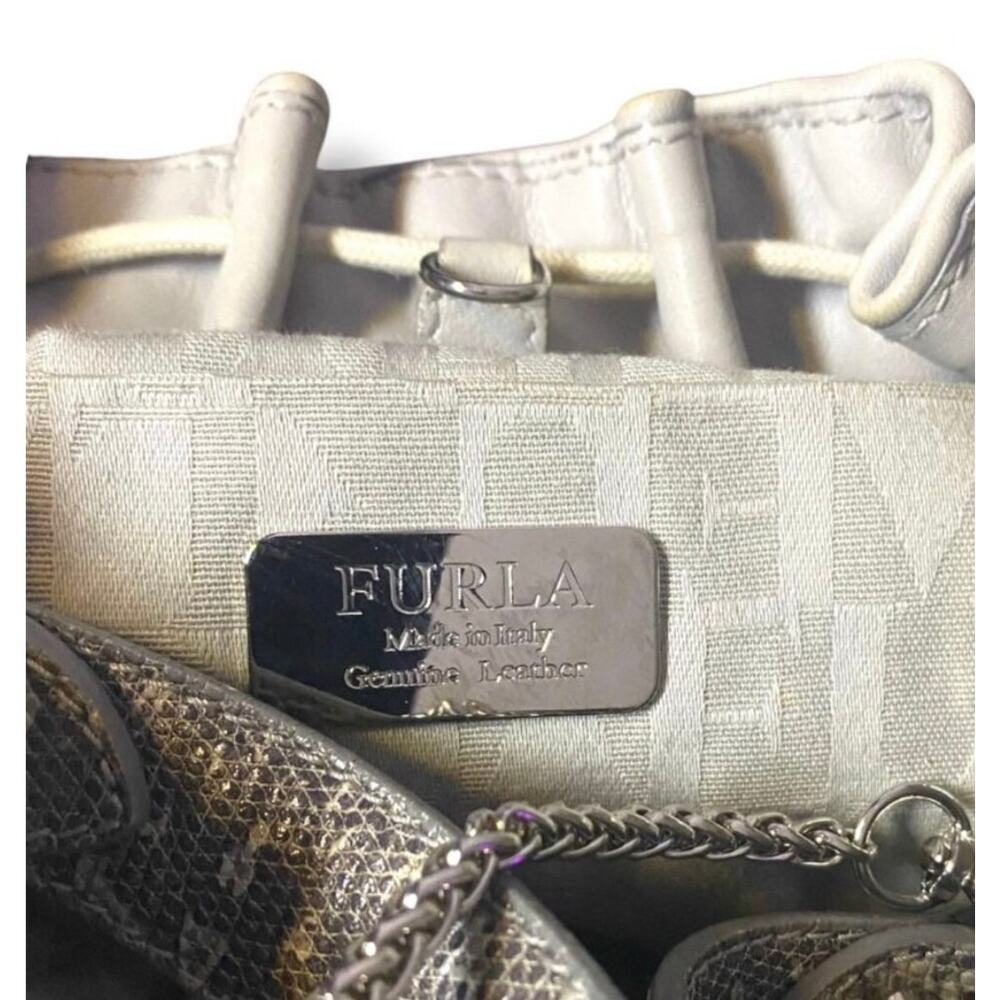 Furla Leather Hobo Sag Bag With Croc Embellished Strap - Picture 2 of 4